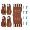 Southst 8PCS Leather Drawer Locker Handles with Screws Cupboard Closet Suitcase Leather Handles for Home Office Furniture view 1