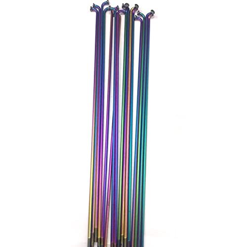 Bioparty Rainbow Bicycle Spokes 14G Stainless Steel Rays 26er 27.5er 29er Mountain Bike 700C Road Bike Wheel J-Bend Straight Pull (Color : 10 Pieces)