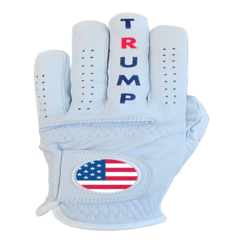 Scale Wear Design Trump MAGA Golf Gloves Mens - Cabretta Leather Golf Gloves with President Donald Trump Shocker Gloves Attire and Essentials for Men Fun Golfer Gag Gift Right Left Hand S Thru XXL