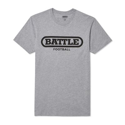 Battle Sports Original Football T-Shirt for Adults and Kids, Novelty Graphic (US, Alpha, Medium, Grey/Black, Youth)