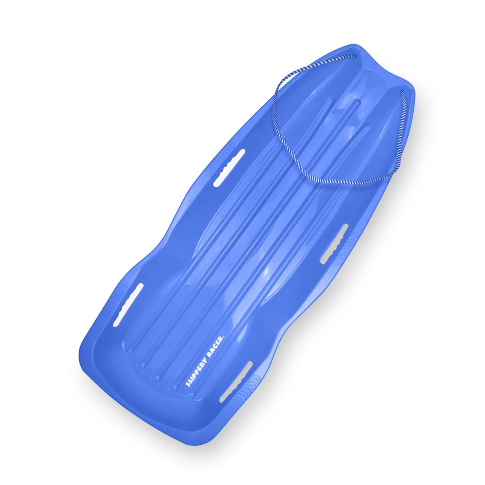 Slippery Racer Downhill Sprinter Flexible Kids Toddler Plastic Cold-Resistant Toboggan Snow Sled with Pull Rope and Handles, Blue