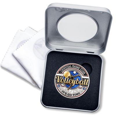 Armor Coin & Emblem - Volleyball Challenge Coin - Value & Integrity - Game -Memorabilia - Encouragement Gift Ideas - Recognition for Volleyball Player Coach Official (with Tin Box)