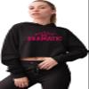 Medium Black Women A Little Bit Dramatic Cropped Hooded Sweatshirt view 2