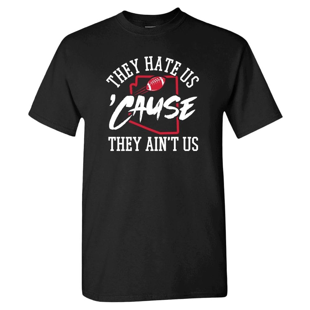 Arizona - They Hate Us 'Cause They Ain't Us Men's T-Shirt for Football Fans (Black Shirt, 4XL)