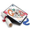 Tassel Toppers Floral Printed With God All Things Are Possible Grad Cap Topper, Graduation Cap Decor, Graduation Cap Decorations view 1