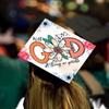 Tassel Toppers Floral Printed With God All Things Are Possible Grad Cap Topper, Graduation Cap Decor, Graduation Cap Decorations view 2