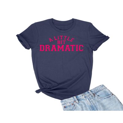 Go All Out Small Navy Blue Mens A Little Bit Dramatic T-Shirt