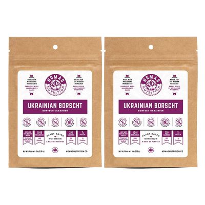 Nomad Nutrition Ukrainian Borscht | Instant Freeze Dried Backpacking & Camping Food | Plant-Based, Non-GMO Hiking Meals with High-Energy, Vegan, Gluten-Free | 56g - 2 Pack