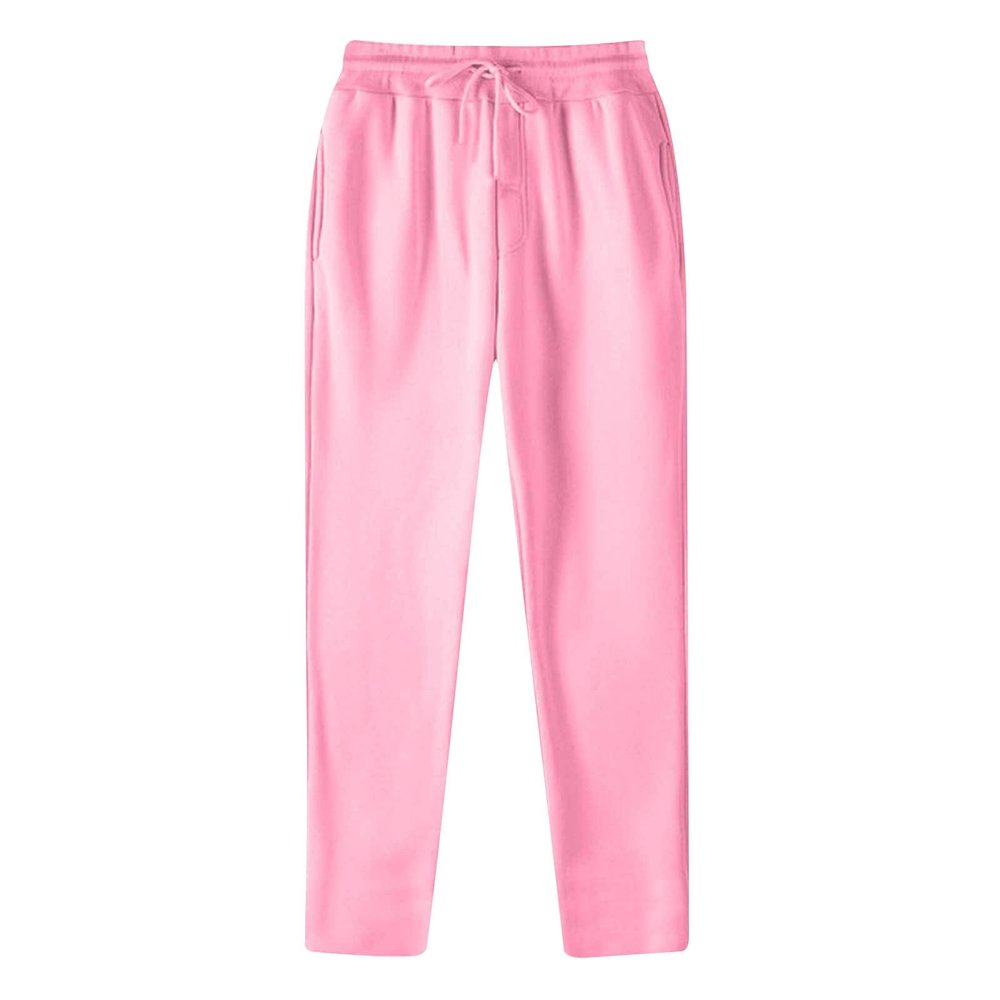 Men's Straight-Fit Sweatpants Casual Elastic Waisted Jogger Pants with Pockets Running Loose Fit Athletic Workout Pants Pink