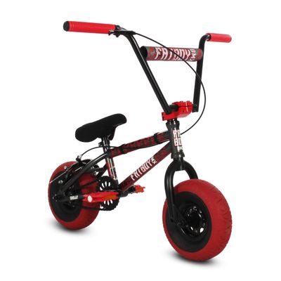Fatboy Mini BMX in PRO Model with 3pc Crank or Assault Model with 1 pcs Crank - New to The Fatboy Line is The Riot Entry Level Mini BMX with 1-pc Crank (Pro-Skully), red
