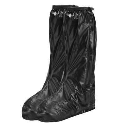 PATIKIL S Waterproof Rain Boot Shoe Cover, 1 Pair PVC Reusable Non-Slip Overshoes Rain Galoshes Snow Boots Protector with Zipper for Rainy Outdoor, Black
