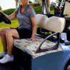 Suobstales Sightseeing Bus Print Golf Cart Seat Covers, Golf Ball Pattern Golf Cart Seat Blanket/Towel for More 2-Person Seats Club Car, Summer Golf Cart Seat Accessories, Easy to Install view 3