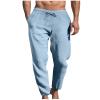 Men's Sweatpants Casual Linen Pants Elastic Waisted Drawstring Lightweight Workout Athletic Jogger Pants with Pockets view 1