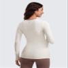 CRZ YOGA Butterluxe Maternity Crewneck Long Sleeve Shirts - Athletic Yoga Casual Pregnancy Womens Tee Tops Basic Layer Soft Milky White (Bone) X-Large view 2