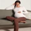CRZ YOGA Butterluxe Maternity Crewneck Long Sleeve Shirts - Athletic Yoga Casual Pregnancy Womens Tee Tops Basic Layer Soft Milky White (Bone) X-Large view 4