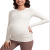 CRZ YOGA Butterluxe Maternity Crewneck Long Sleeve Shirts - Athletic Yoga Casual Pregnancy Womens Tee Tops Basic Layer Soft Milky White (Bone) Small view 1