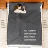 100% Cotton Double Sleeping Bag Liner with Full Zippers, 87x75 Adult Sleeping Sack for Travel & Camping, 2 Person Travel Sheets for Hotel, Lightweight, All Seasons view 2