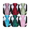 Barry.Wang Mens Red Green Paisley 6pcs Ties with Handkerchief Cufflinks Tie Clips Silk Jacquard Wedding Party Neckties view 1