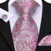 Barry.Wang Mens Red Green Paisley 6pcs Ties with Handkerchief Cufflinks Tie Clips Silk Jacquard Wedding Party Neckties view 2