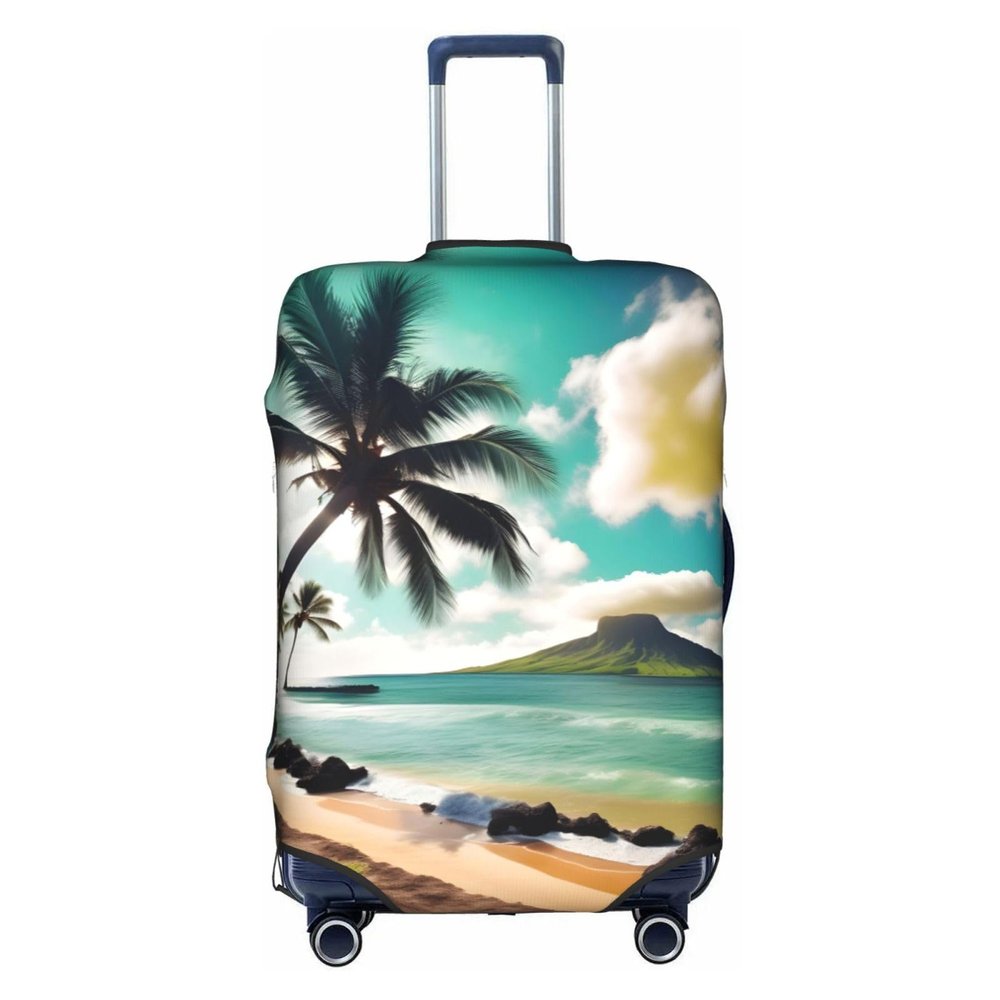 MyPiky Tropical Beach Palms Print Luggage Cover Suitcase Cover Elastic Travel Luggage Protector Spandex Fits 18-28 Inch Luggage