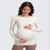 CRZ YOGA Butterluxe Maternity Crewneck Long Sleeve Shirts - Athletic Yoga Casual Pregnancy Womens Tee Tops Basic Layer Soft Milky White (Bone) X-Small view 3