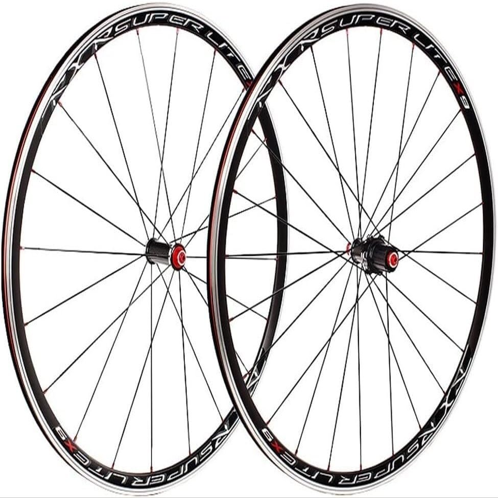 AMeLL Road Bike WHEELSET 700c Quick Release Rims Flat Spoke 30mm V-Brake Bicycle Wheels 20/24 Hole Carbon Fibre Hubs, Black