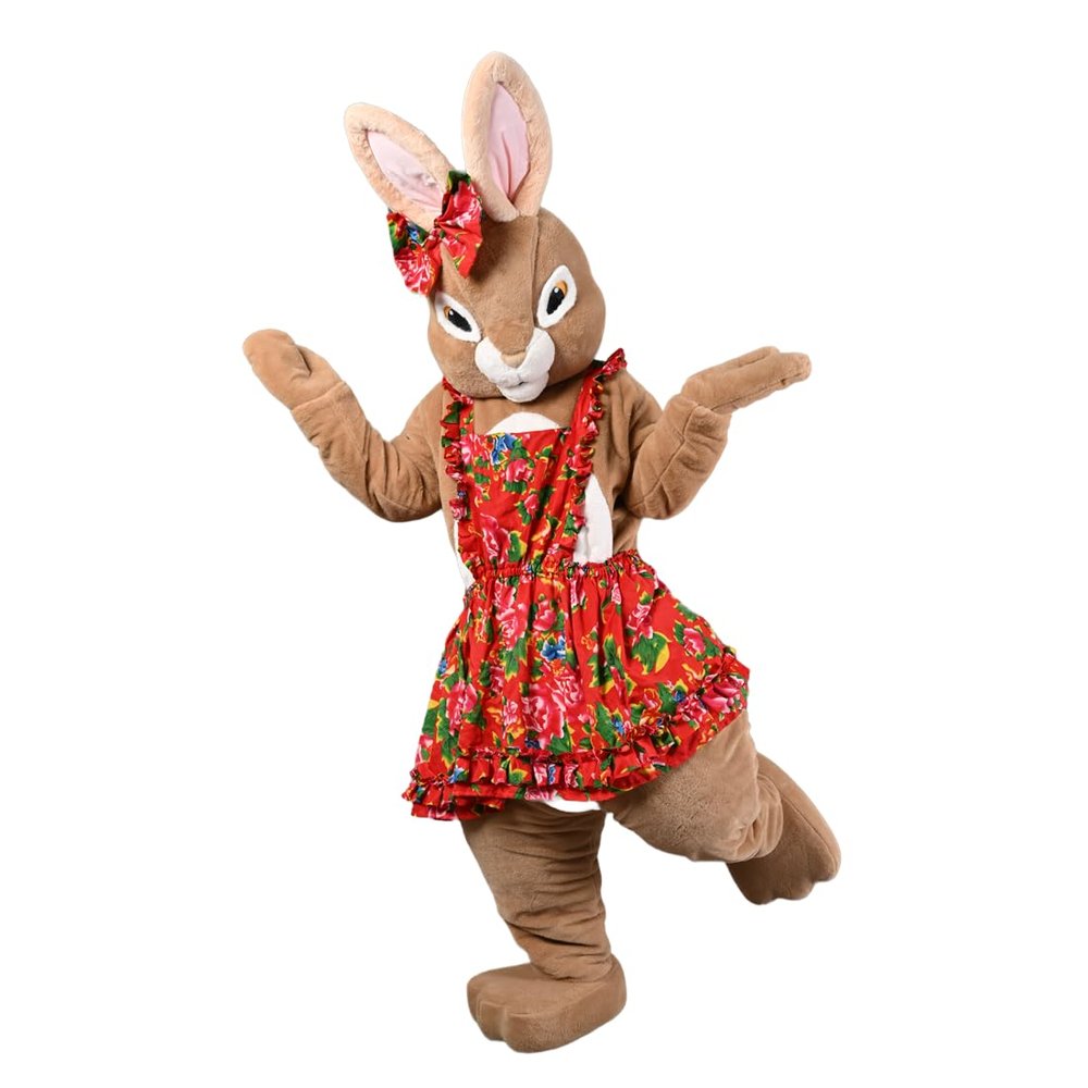 Chinese Style Rabbit In A Flowered Jacket Mascot Costume For Adult