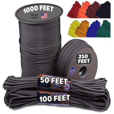 BORED? PARACORD! 550 lb Paracord - Ideal for Crafting, Camping, DIY Projects, Active & Military Outdoors - Strong Survival Rope - Tactical Parachute Cord Type III - Tan 50 Feet
