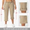 TBMPOY Womens Cargo Capris with Pockets Lightweight Hiking Capris Pants Quick Dry Casual Cropped Pants Summer Trip Cotton Khaki M view 2