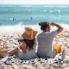 AQUNNEW Luxury Outdoor Picnic Blanket Extra-Large Waterproof Foldable Beach Mat Ideal for Picnics, Beaches and Outdoor Adventures Durable Picnic Mat Black and White view 2