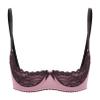 Agoky Women's 1/4 Cups Lingerie Shelf Bra Lace Trim Underwire Push Up Bralette Sponge Bandeau Pink XX-Large view 1