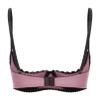 Agoky Women's 1/4 Cups Lingerie Shelf Bra Lace Trim Underwire Push Up Bralette Sponge Bandeau Pink XX-Large view 2