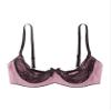 Agoky Women's 1/4 Cups Lingerie Shelf Bra Lace Trim Underwire Push Up Bralette Sponge Bandeau Pink XX-Large view 4