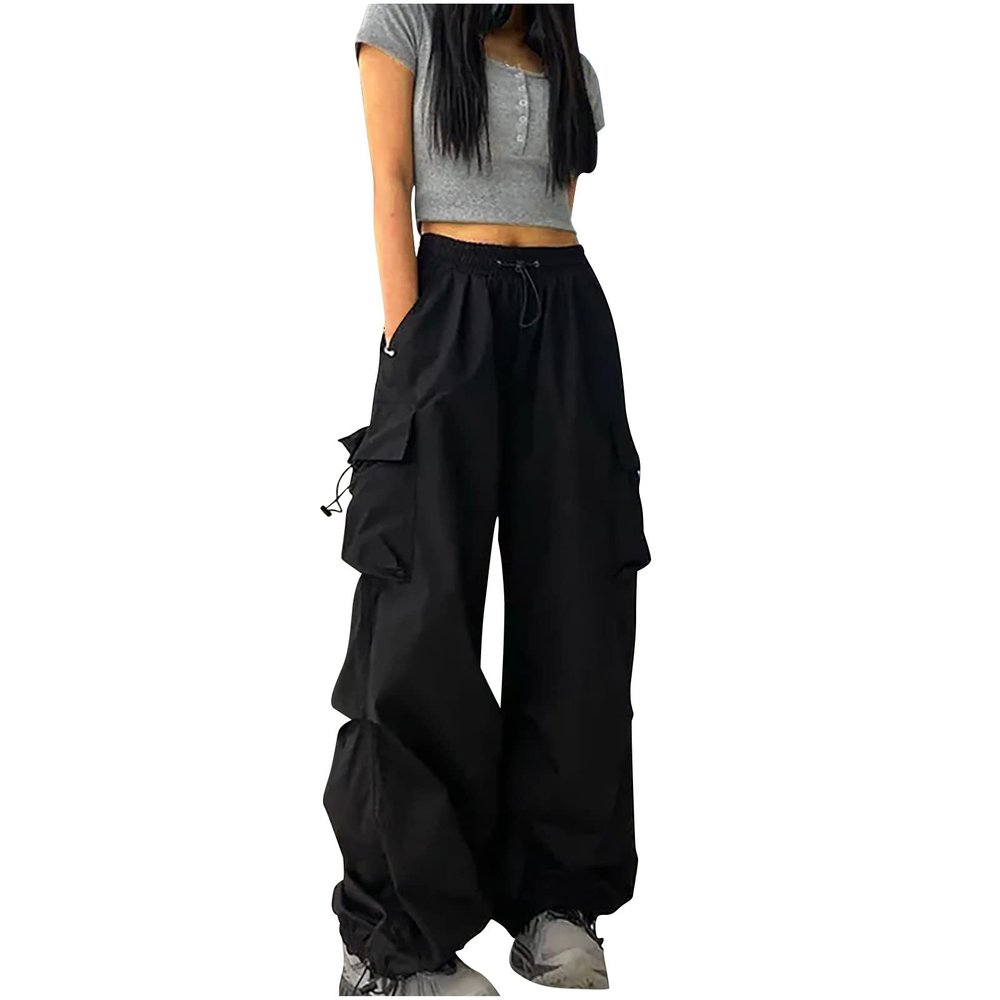 asntrgd Women's Cargo Pants Y2K Plus Size High Waisted Wide Leg Streetwear Joggers Loose Fit Work Yoga Sweatpants with Pocket