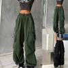 asntrgd Women's Cargo Pants Y2K Plus Size High Waisted Wide Leg Streetwear Joggers Loose Fit Work Yoga Sweatpants with Pocket view 2