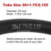 20 Inch Bike Tubes 20x1.75 20x1.95 20x2.10 20x2.125 Heavy Duty Bicycle Inner Tube with AV32mm Schrader Valve and Installation Accessories Pack of 2 view 2