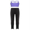 Huimingda Kid Girls Dance Outfits Dancewear 2 Piece Crop Top and Shiny Leggings Set Gymnastics Tracksuit Sparkly Lavender 6 Years view 1