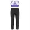 Huimingda Kid Girls Dance Outfits Dancewear 2 Piece Crop Top and Shiny Leggings Set Gymnastics Tracksuit Sparkly Lavender 6 Years view 2