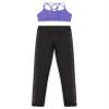 Huimingda Kid Girls Dance Outfits Dancewear 2 Piece Crop Top and Shiny Leggings Set Gymnastics Tracksuit Sparkly Lavender 6 Years view 3