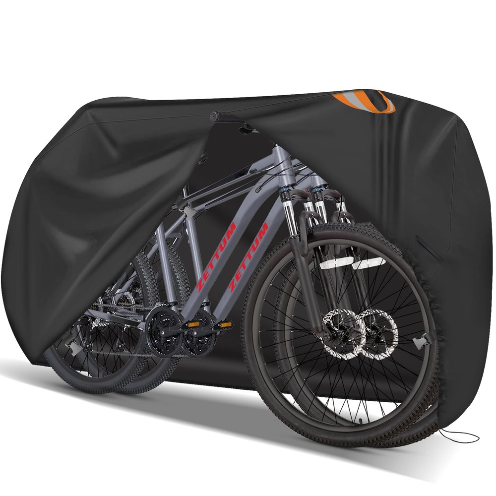 Zettum Bike Cover for 2 Bikes - Outdoor Bike Covers for Stationary 2 Bikes Heavy Duty & Waterproof, 600D Bicycle Covers for 2 eBike, Mountain Bike, Road Bike, Hybrid Bike, Beach Cruiser Bike Storage