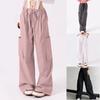 asntrgd Plus Size Cargo Pants Women Y2K Trendy Wide Leg High Waisted Streetwear Joggers Baggy Work Sweatpants with Pocket view 2
