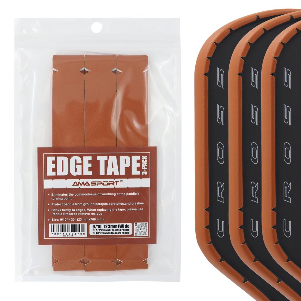 PICKLETECH Pickleball Paddle Protection Tape Brown - Paddle Head Edge Guard - Racket Edge Protection Tape -Fit Perfectly Curved Edge -No Wrinkling Pizzazz Contrasty Colors