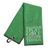 WUUCKOO That's What I Do I Play Golf and I Know Things Embroidered Green Golf Towel, Funny Golf Towel for Golf Bag with Clip, Thanksgiving Birthday Retirement Gift for Grandpa Dad Golfer Golf Lover view 1