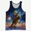 Cat Men's Tank Tops - Riding Dinosaur 3D Sleeveless Mens Undershirts Tank, Mens Workout Tank Tops Set 03 Size S view 2