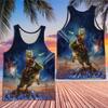 Cat Men's Tank Tops - Riding Dinosaur 3D Sleeveless Mens Undershirts Tank, Mens Workout Tank Tops Set 03 Size S view 3