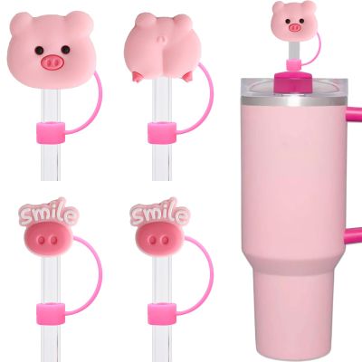Amreich Cute Pig Straw Covers for 10mm Straws Compatible with Stanley Cup