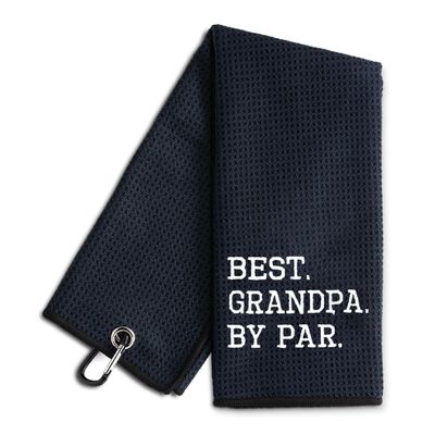 WUUCKOO Best Grandpa by Par Embroidered Golf Towel, Funny Golf Towels for Golf Bags with Clip, Golf Accessories for Men, Retirement Gift for Grandpa Dad, Fathers Day Birthday Gift for Grandpa Golfer