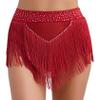 Hedmy Women's Belly Dance Skirts Shorts Elastic Irregular Tassel Fringe Shorts Booty Dance Bottoms Burgundy Medium view 1