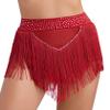 Hedmy Women's Belly Dance Skirts Shorts Elastic Irregular Tassel Fringe Shorts Booty Dance Bottoms Burgundy Medium view 2