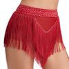 Hedmy Women's Belly Dance Skirts Shorts Elastic Irregular Tassel Fringe Shorts Booty Dance Bottoms Burgundy Medium view 3